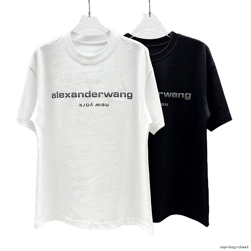 Alexander Wang Letter Print Casual Black and White Short Sleeve T-Shirt