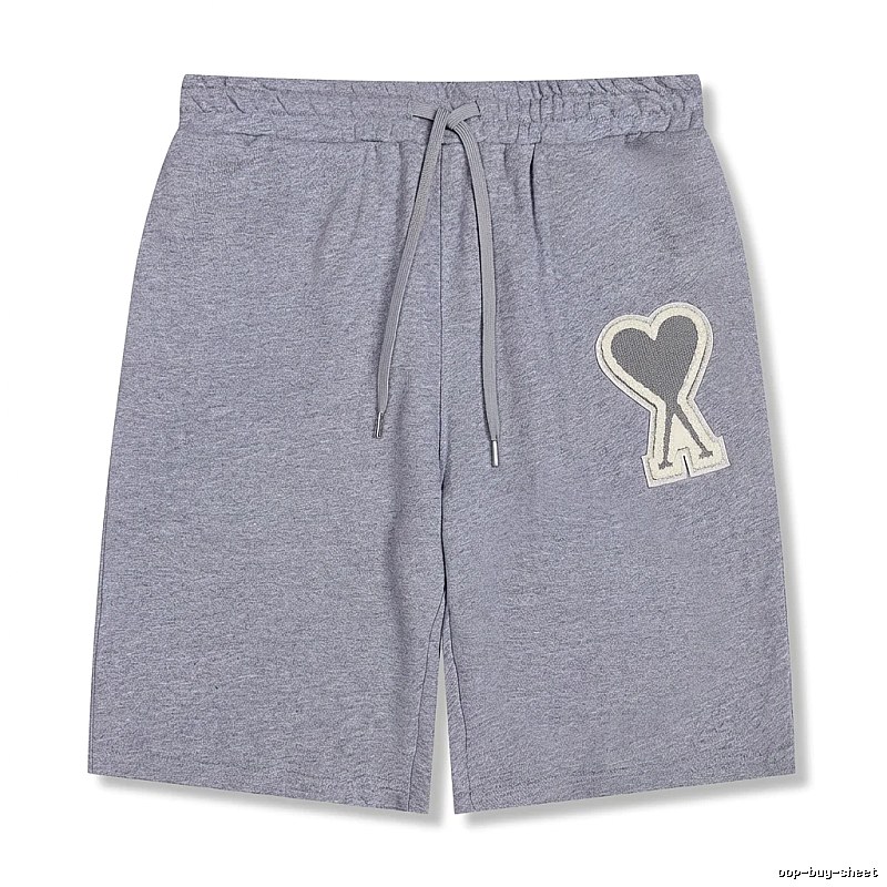AMI Love Heart Pattern Light Gray Shorts
