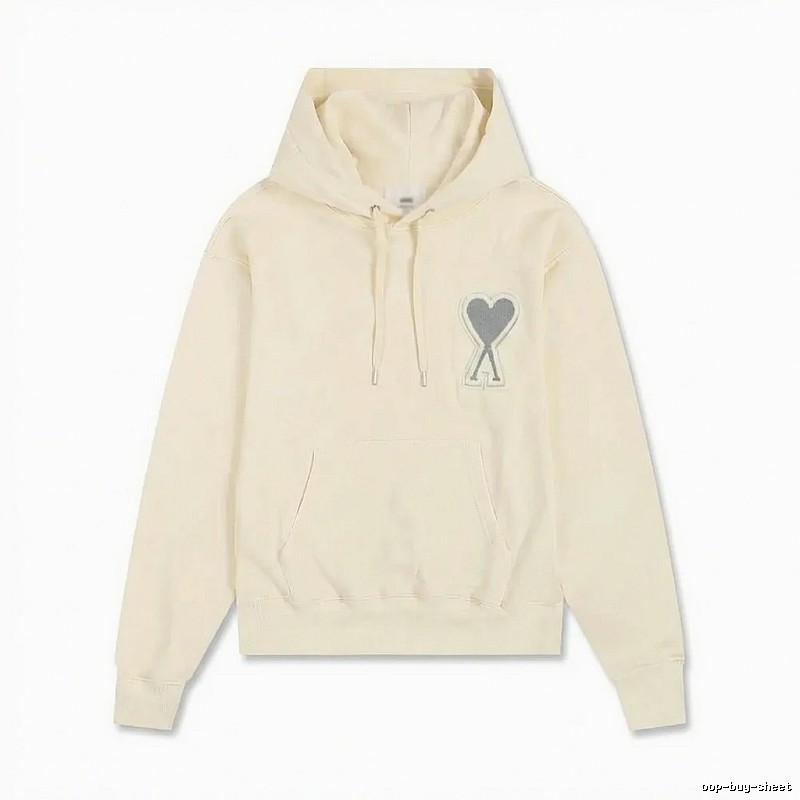 AMI Love Minimalist Style Beige Hoodie