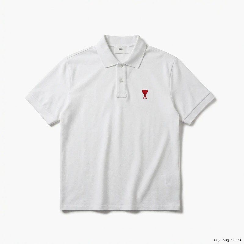 AMI Love Simple White Polo Shirt