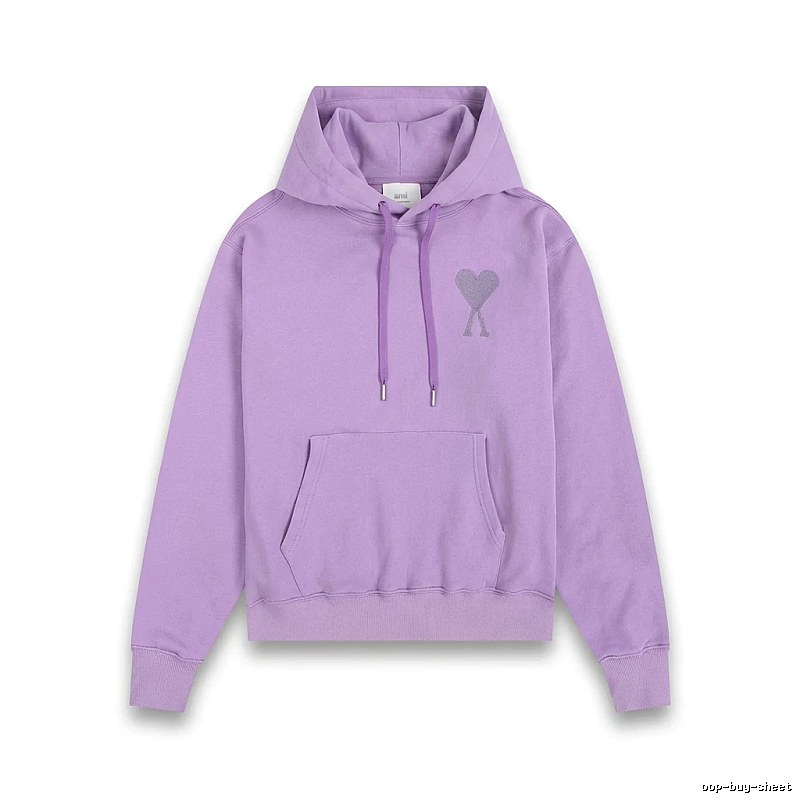 AMI series minimalist style purple hoodie