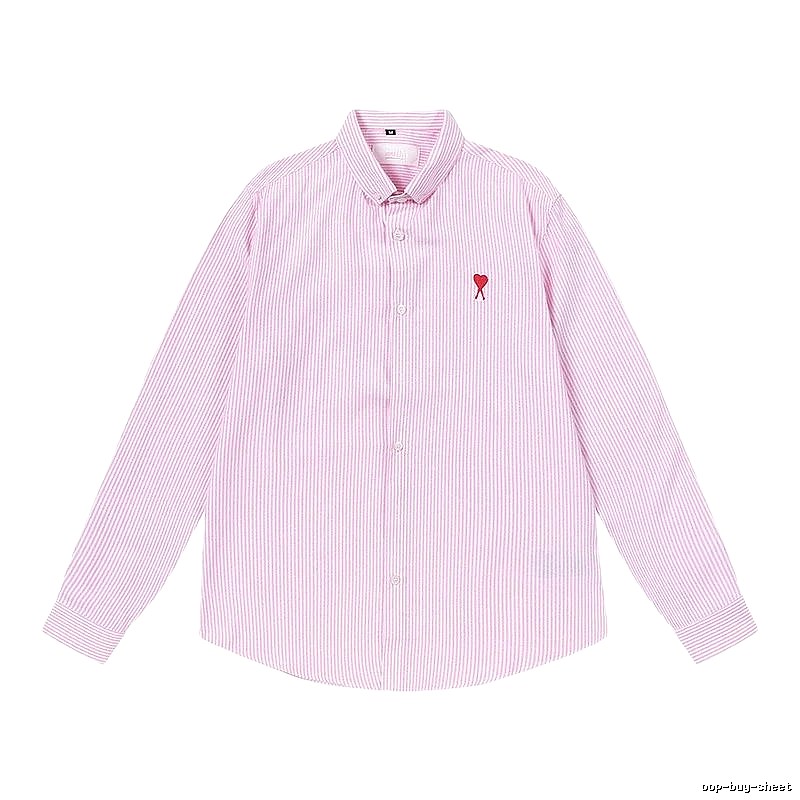 AMI Stripe Minimalist Style Pink Shirt