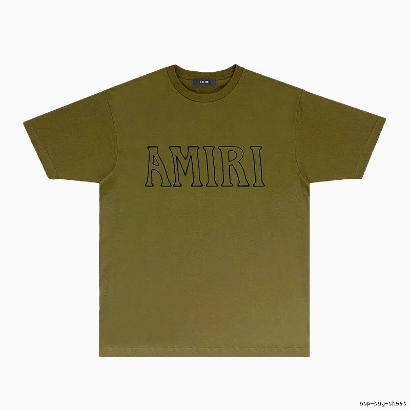 AMIRI Basic Style Minimalist Olive Green T-shirt