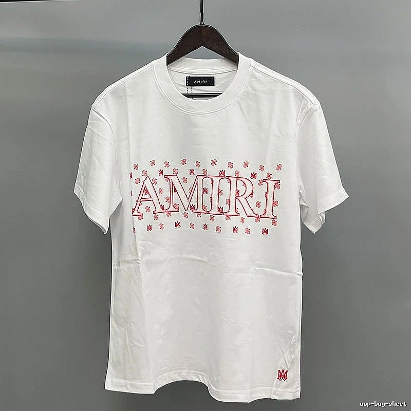 Amiri Red Graphic Detail White Records Graphic T-Shirt Warm Weather