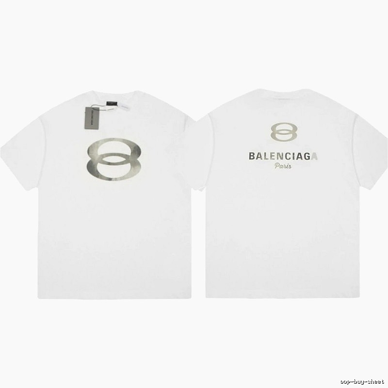 Balenciaga Double 8 Print Street Style White T-Shirt