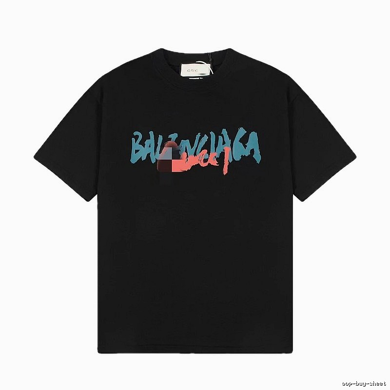Balenciaga Graffiti Street Style Black T-Shirt