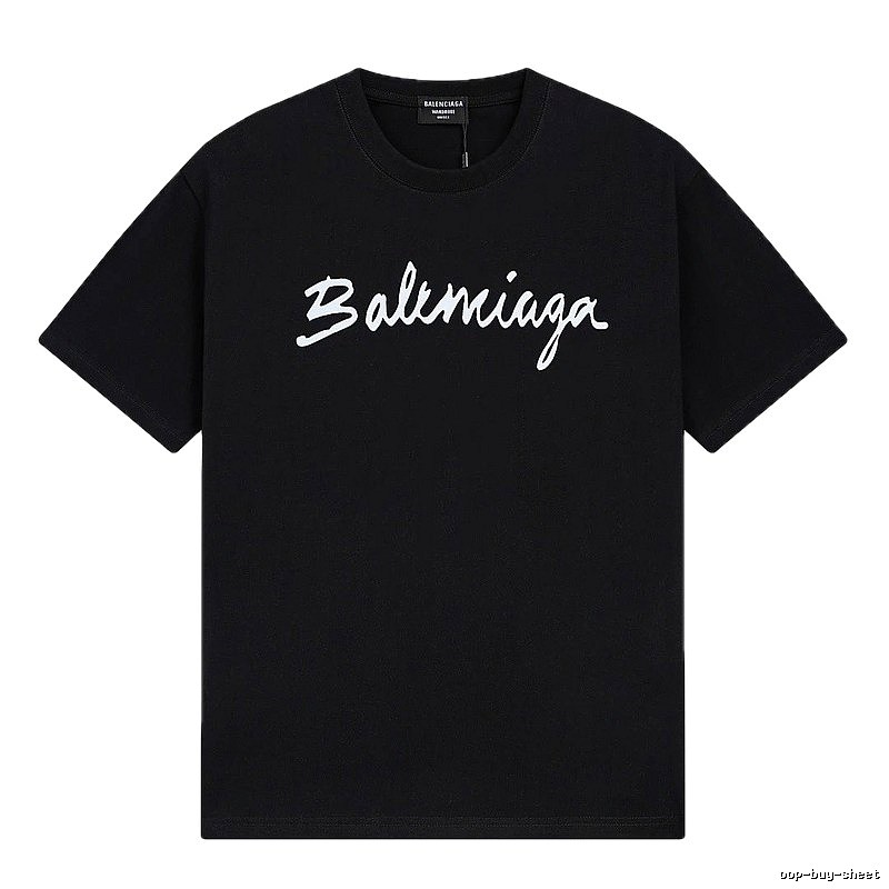 Balenciaga Handwritten Trendy Style Black T-shirt