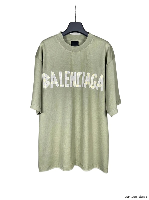 Balenciaga letter-style olive green T-shirt