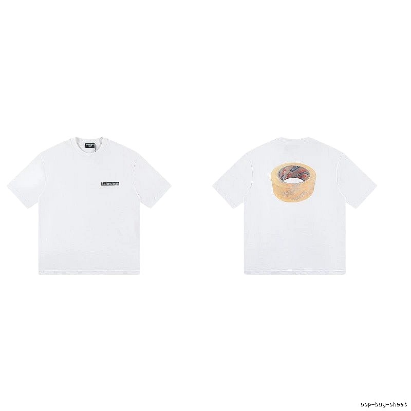Balenciaga Tape Print Streetwear White T-Shirt