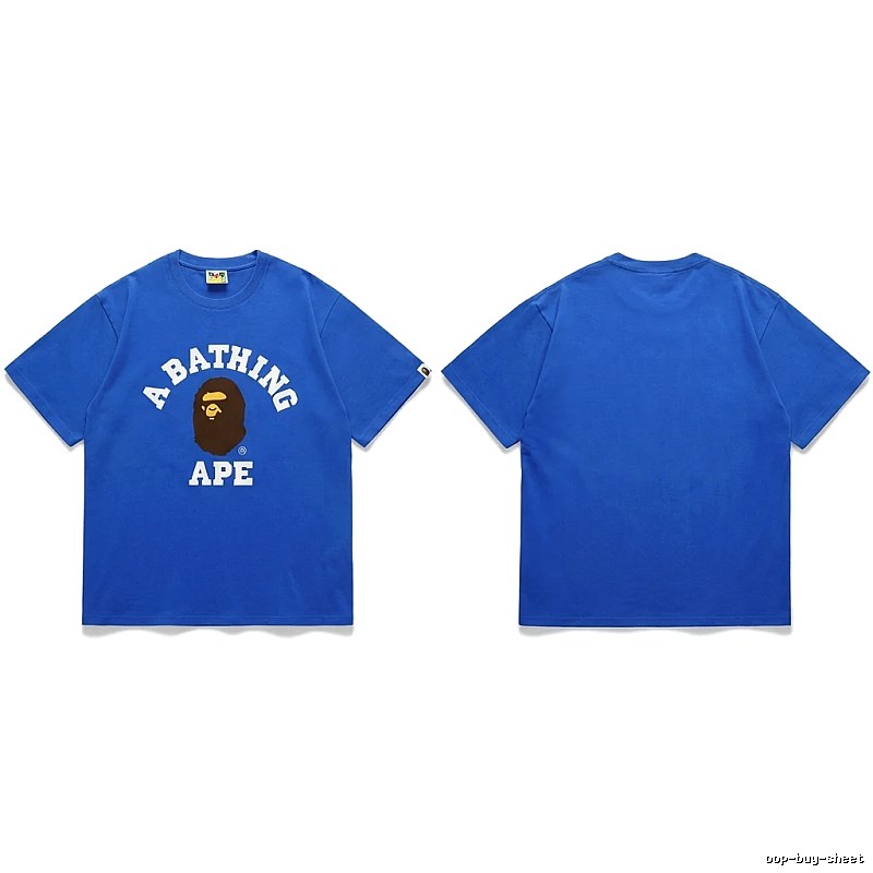 Bape Ape Head Simple Style Blue T-shirt