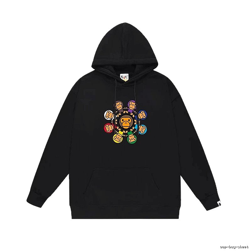 Bape Colorful Ape Style Black Hoodie