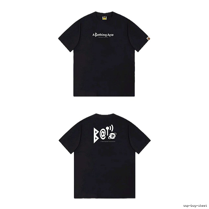 Bape letter - printed short - sleeved black T - shirt