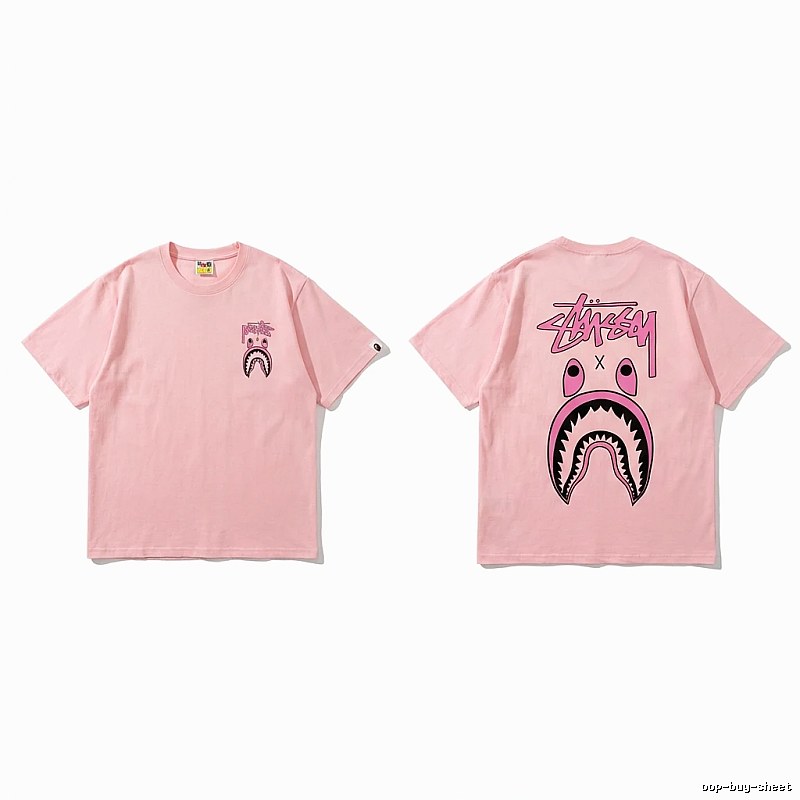 Bape Shark Pink Streetwear Short-sleeve Shirt