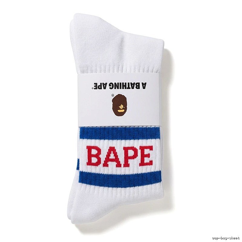 Bape striped trendy white socks