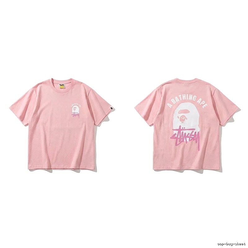 Bape trendy brand pink T-shirt