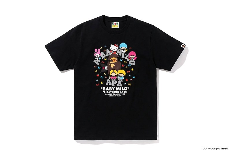 Black T-shirt with Bape cartoon prints