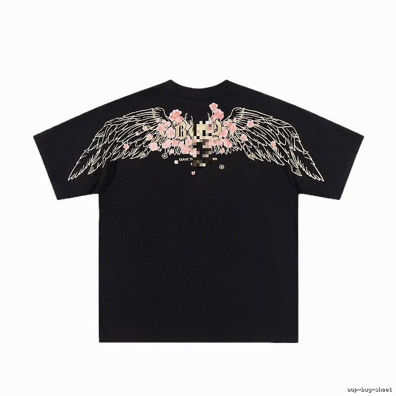 BOY Cherry Blossom Wings Streetwear Style Black T-Shirt