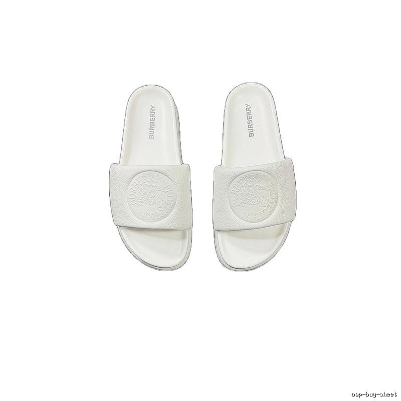 Burberry Embossed Warhorse Minimalist Style White Slides