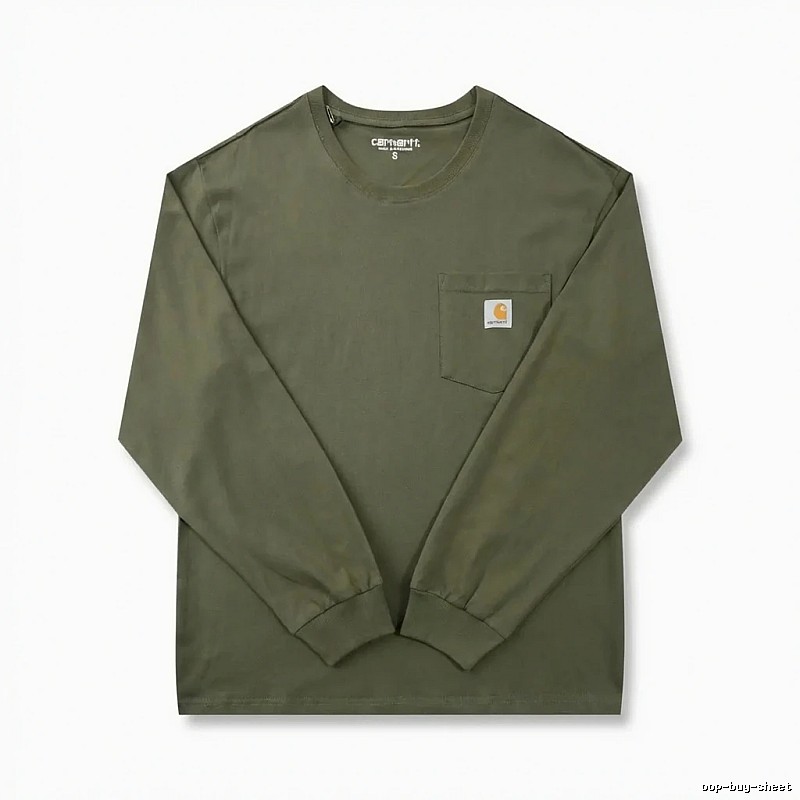 Carhartt workwear style olive green long-sleeve