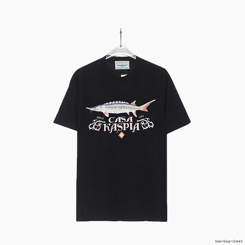 Casablanca printed trendy brand black T-shirt