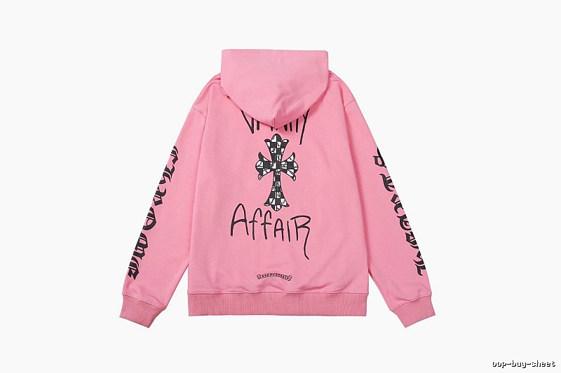 Chrome Hearts 2088-91 Pink Red Cross Graphic Hoodie Campus Look