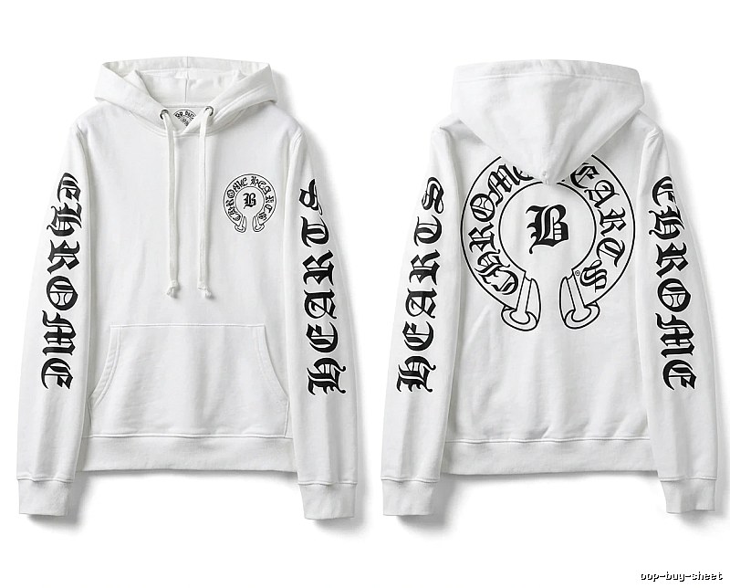 Chrome Hearts Gothic-style white hoodie