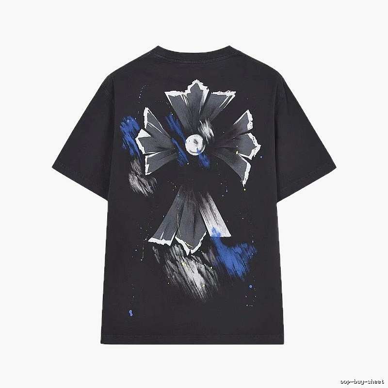 Chrome Hearts Ink-splattered Cross Street Style Black T-shirt
