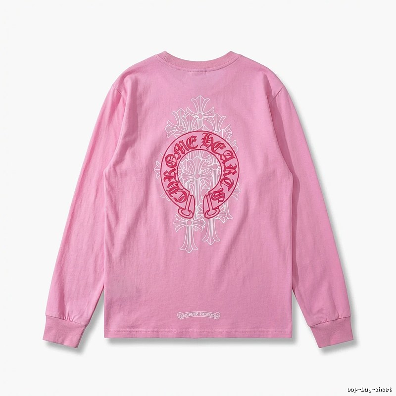 Chrome Hearts Printed Fashionable Pink Long-sleeved Shirt