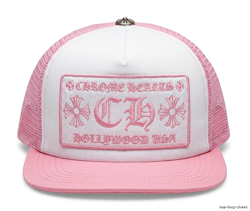 Chrome Hearts Retro Style Pink and White Hat