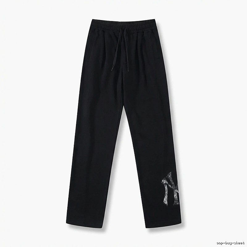 Classic trendy brand black trousers of MLB