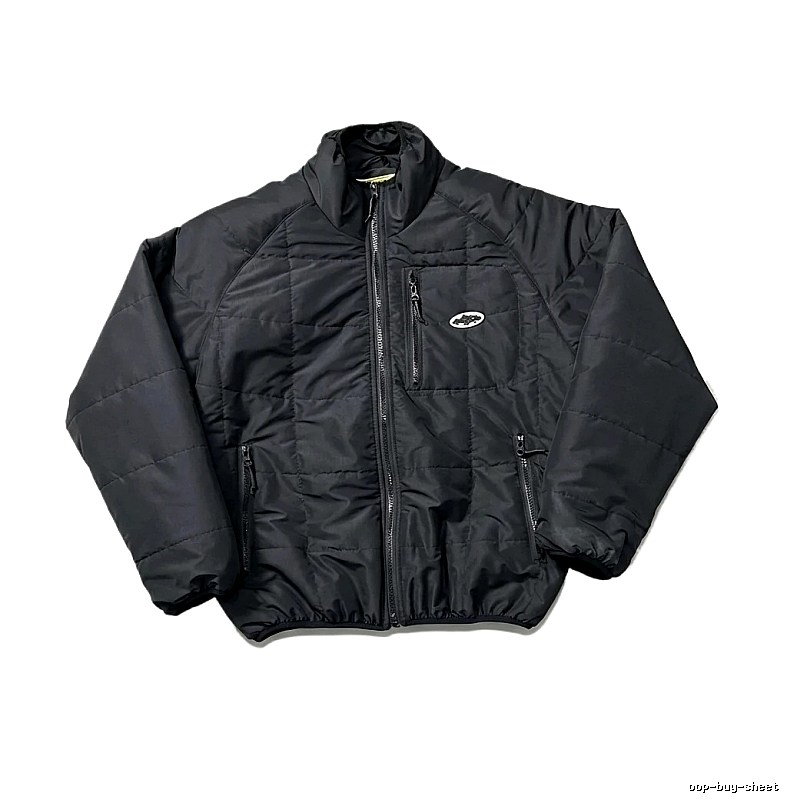 Corteiz black minimalist style cotton-padded jacket