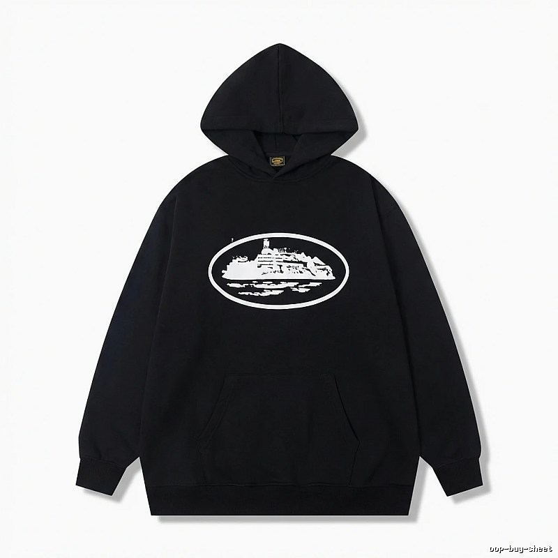 Corteiz black minimalist style hoodie