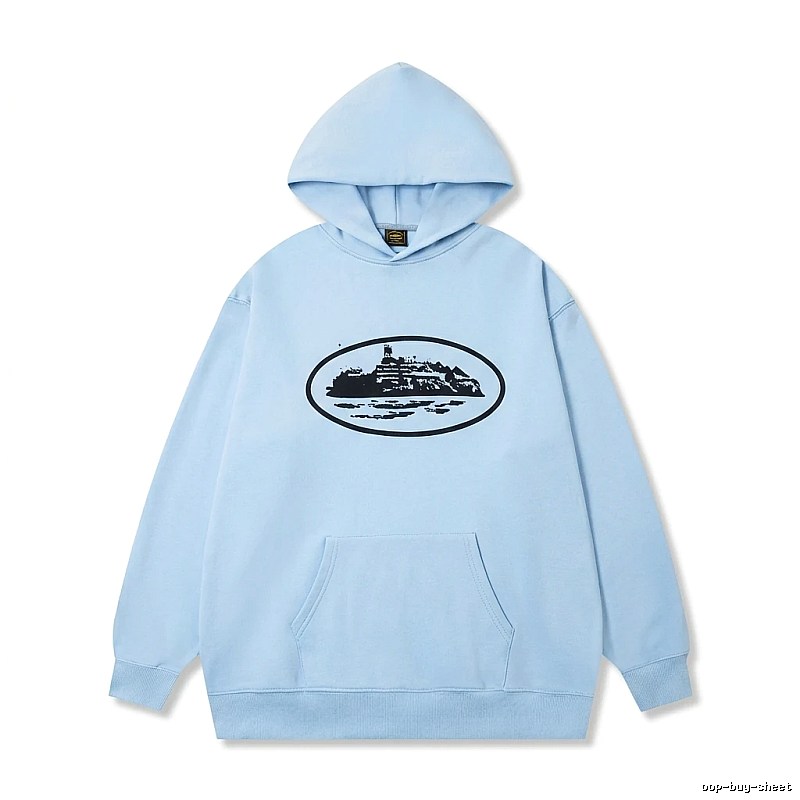 Corteiz Print Minimalist Light Blue Hoodie