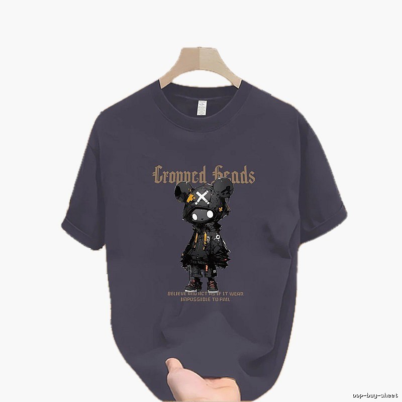 Crowned Heads Mechanical Bear Street Style Charcoal Gray T-Shirt