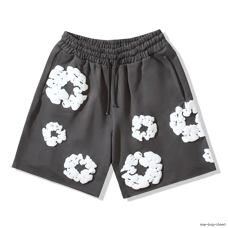 DENIM TEARS Flower Style Black Shorts