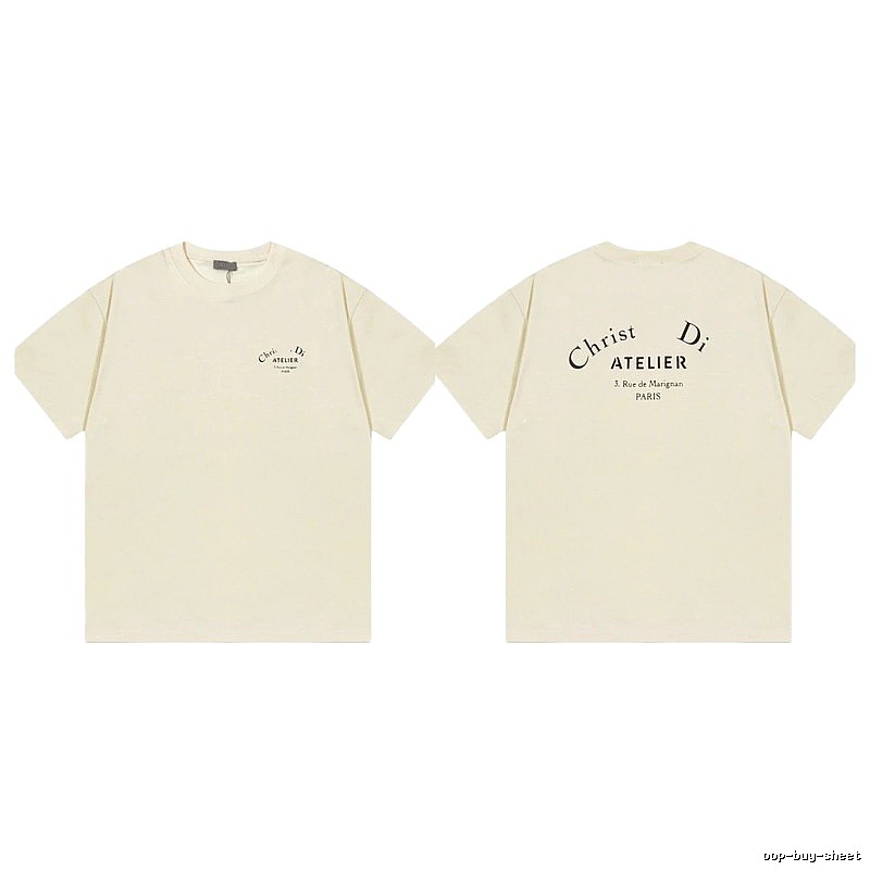 Dior Atelier Minimalist Style Beige Short-sleeve T-shirt