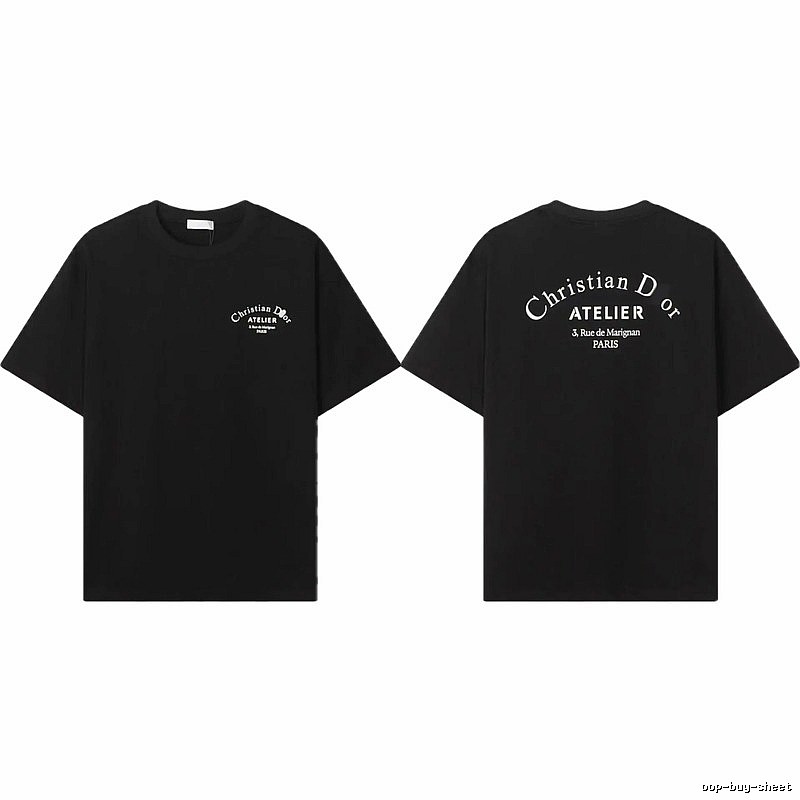 Dior ATELIER Minimalist Style Black Short-Sleeve T-Shirt