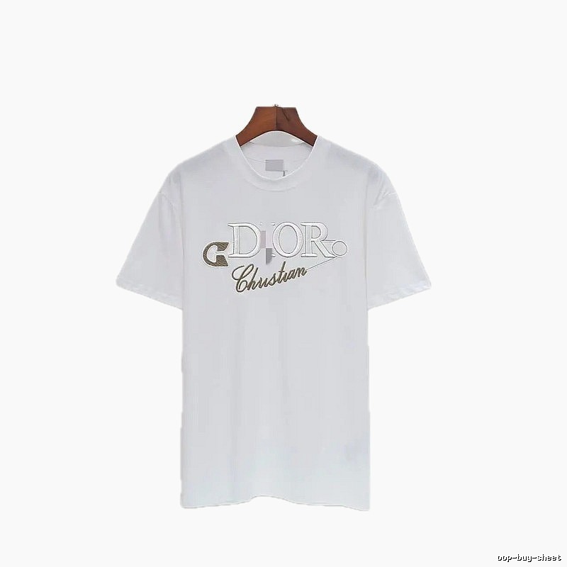 Dior Embroidered Light Luxury Style White Short-sleeve T-shirt
