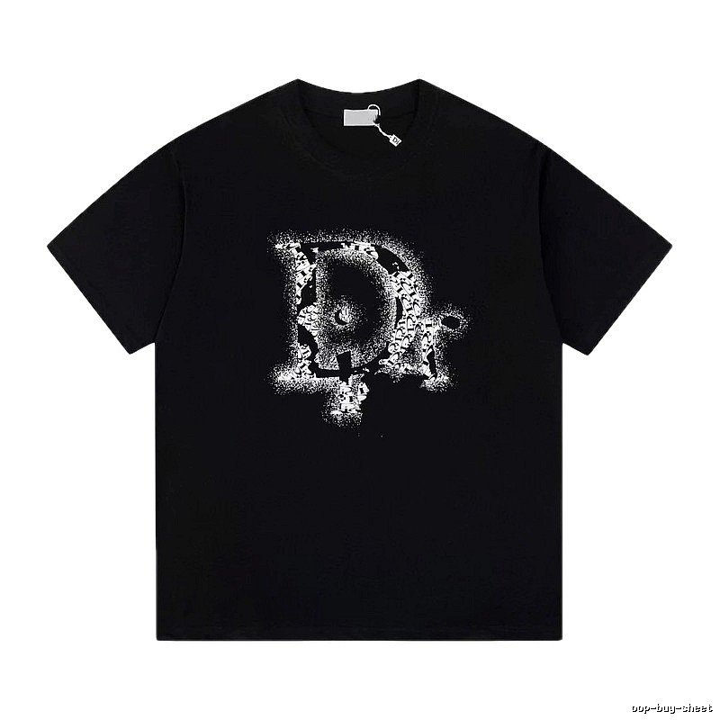 Dior Large D Print Trendy Style Black T-Shirt