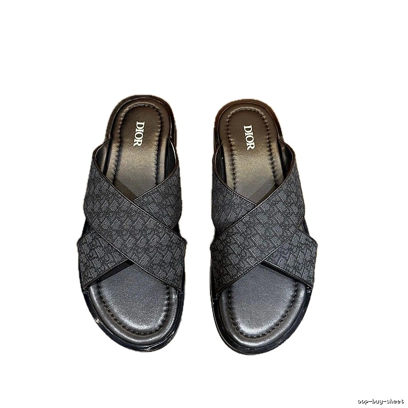 Dior Oblique Casual Style Black Slides