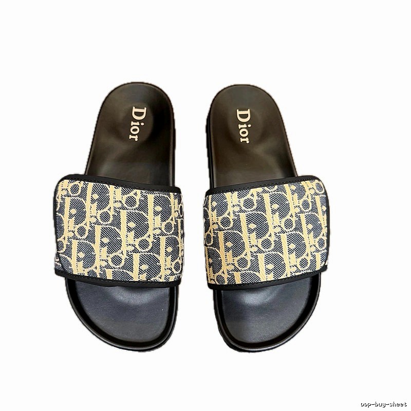 Dior Vintage-style Monogram Colorblock Slide Sandals