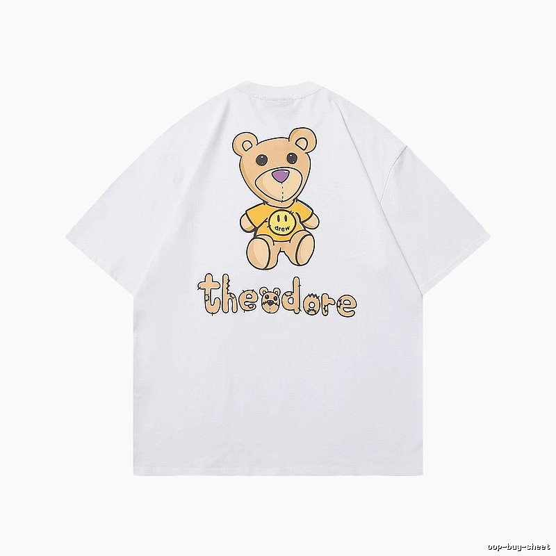 DREW Bear Print Street Style White T-shirt