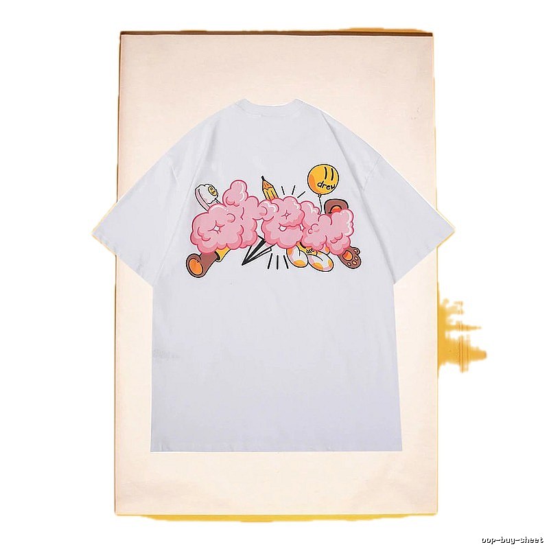 DREW Cloud Print Street Style White Short-sleeve T-shirt