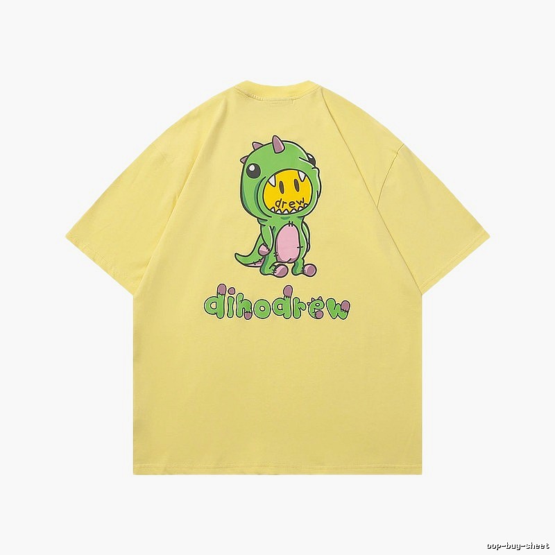 DREW Dinosaur Print Street Style Yellow Short-sleeve T-shirt