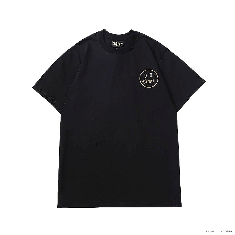 DREW Embroidered Smiley Face Street Style Black T-Shirt