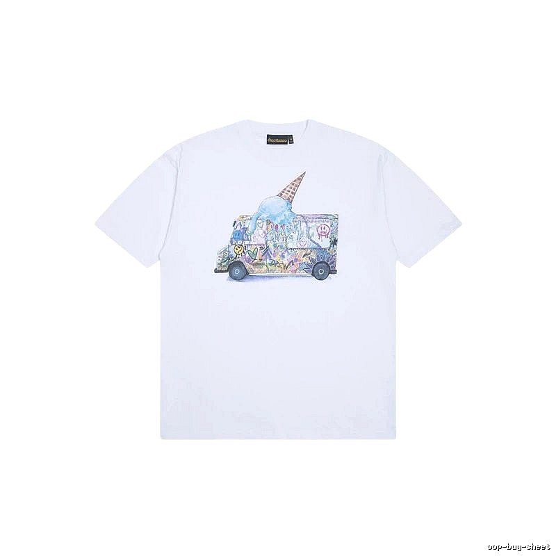 DREW Graffiti Ice Cream Truck Street Style White T-shirt