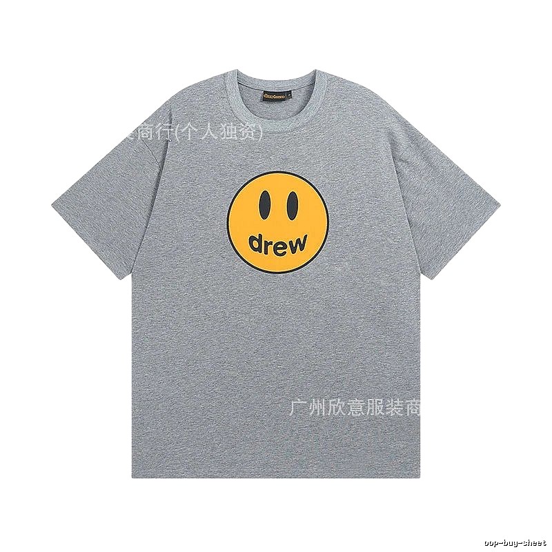 DREW Smiley Series Street Style Gray T-shirt
