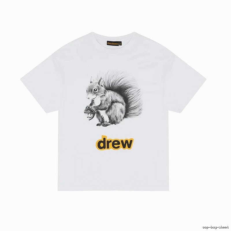 DREW Squirrel Print Street Style White T-shirt