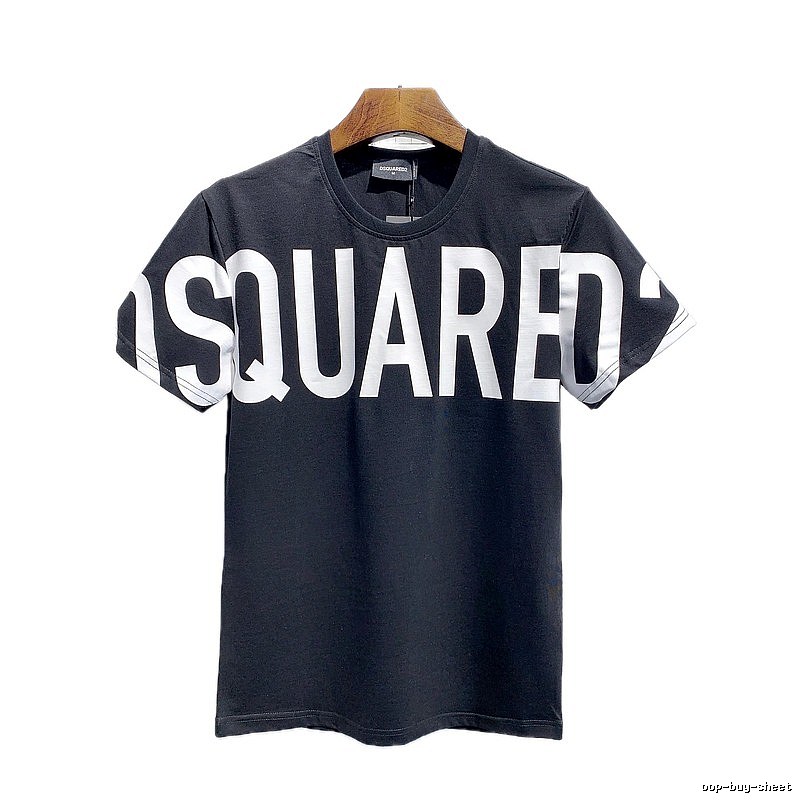 DSQ Trendy Cool Large Letter Printed Black Short-Sleeve T-Shirt