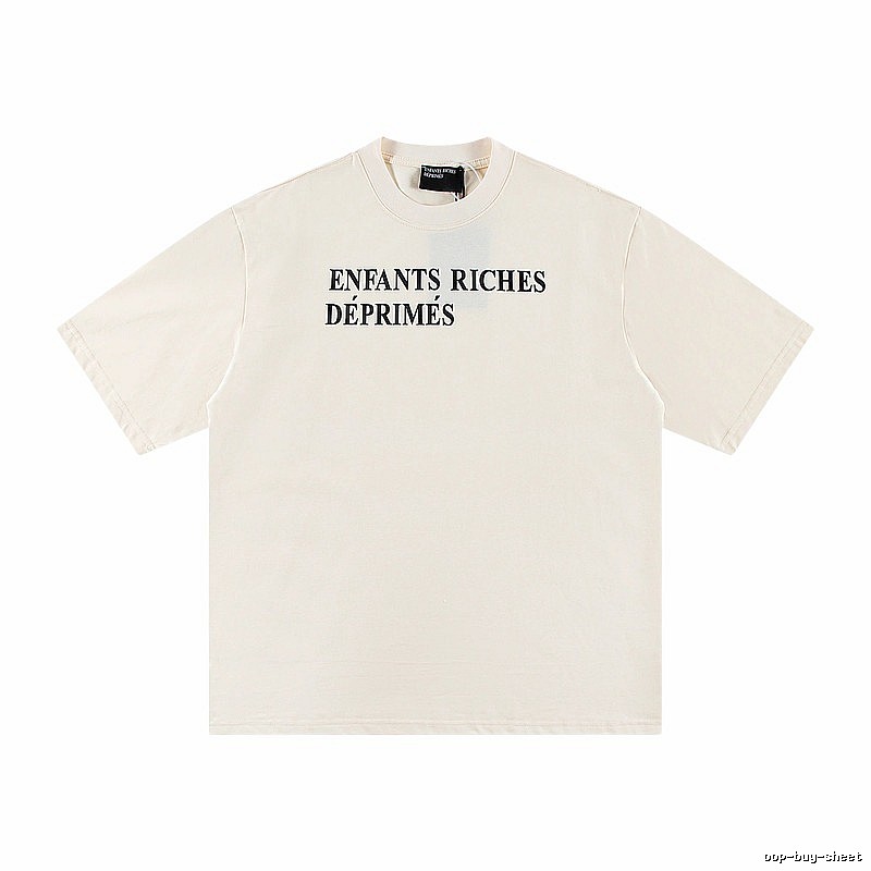 ERD Letter Print Minimalist Style Off-white Short-sleeve T-shirt